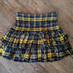 AQUA Navy and Yellow Ruffle Skirt